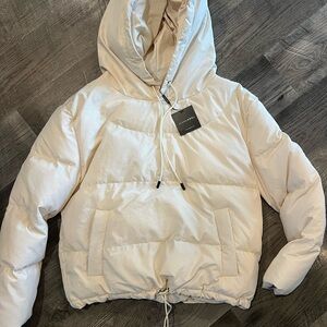 JLUXLABEL Cream Hooded Pullover Puffer Jacket Size Small